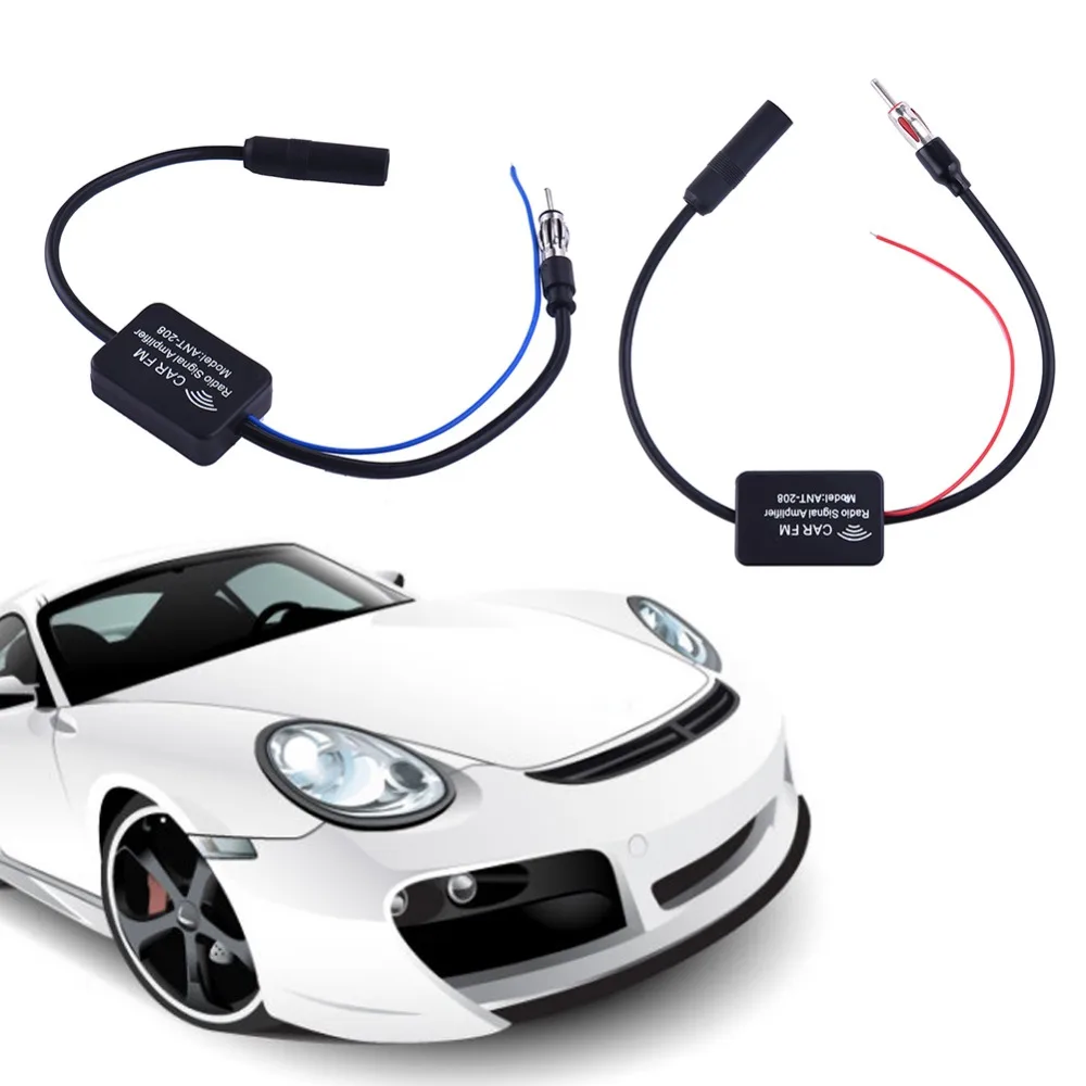 

10 PCs Black 12V 25db Strengthen Car Automobile Radio Signal Amplifier ANT-208 Auto FM/AM for Antenna Aerials Booster Blue Red