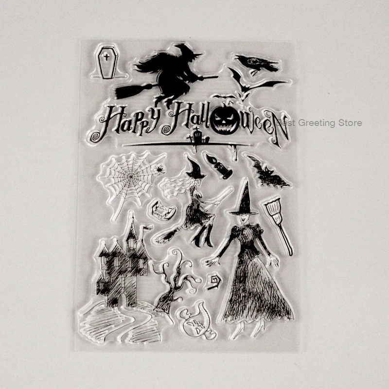Buy happy halloween stamps clear witch stamps