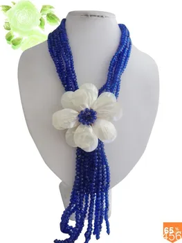 

2017- New arrival long costume crystal jewelry beads and shell flower