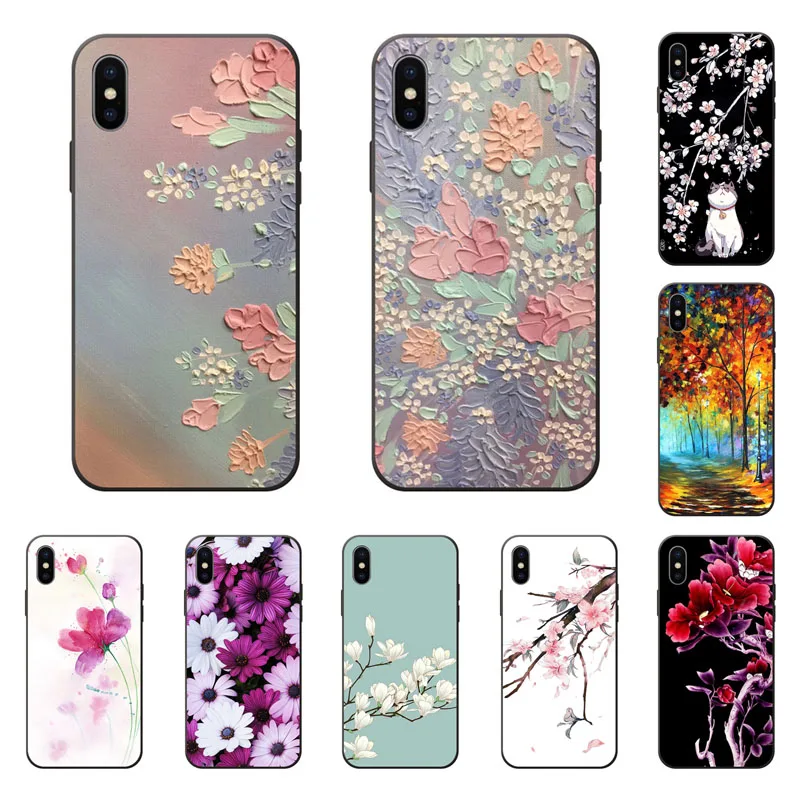 

for iphone x 6 6s 7 8 plus Case,Silicon Fashion Cartoon Painting Soft TPU Back Cover for iphone 5 5s se protect Phone bags