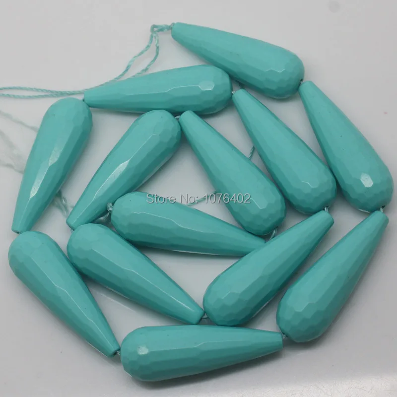 

Mini. Oder is $7! 10x40mm Blue Faceted Manmade German Turquoises Raindrop Teardrop Loose Beads 15''