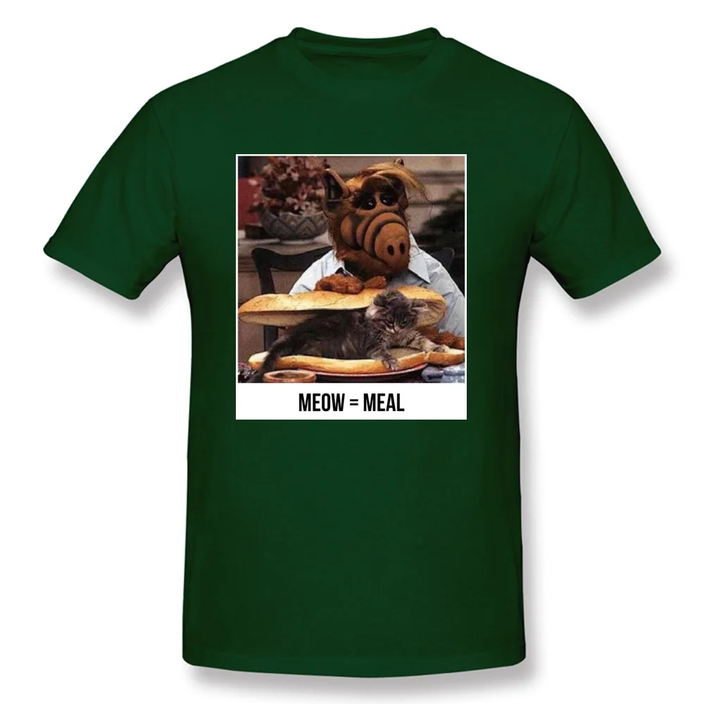 New Coming Alf-Meow-Cat Printing T-Shirt Crewneck All Cotton Men Tops Shirts Short Sleeve Fall Printing Tops Tees Alf-Meow-Cat dark