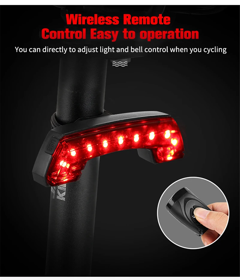 Cheap WEST BIKING Bicycle Taillight USB Rechargeable Cycling LED Alarm Horn Bell Wireless Remote Control Turn Signal Bike Rear Light 3