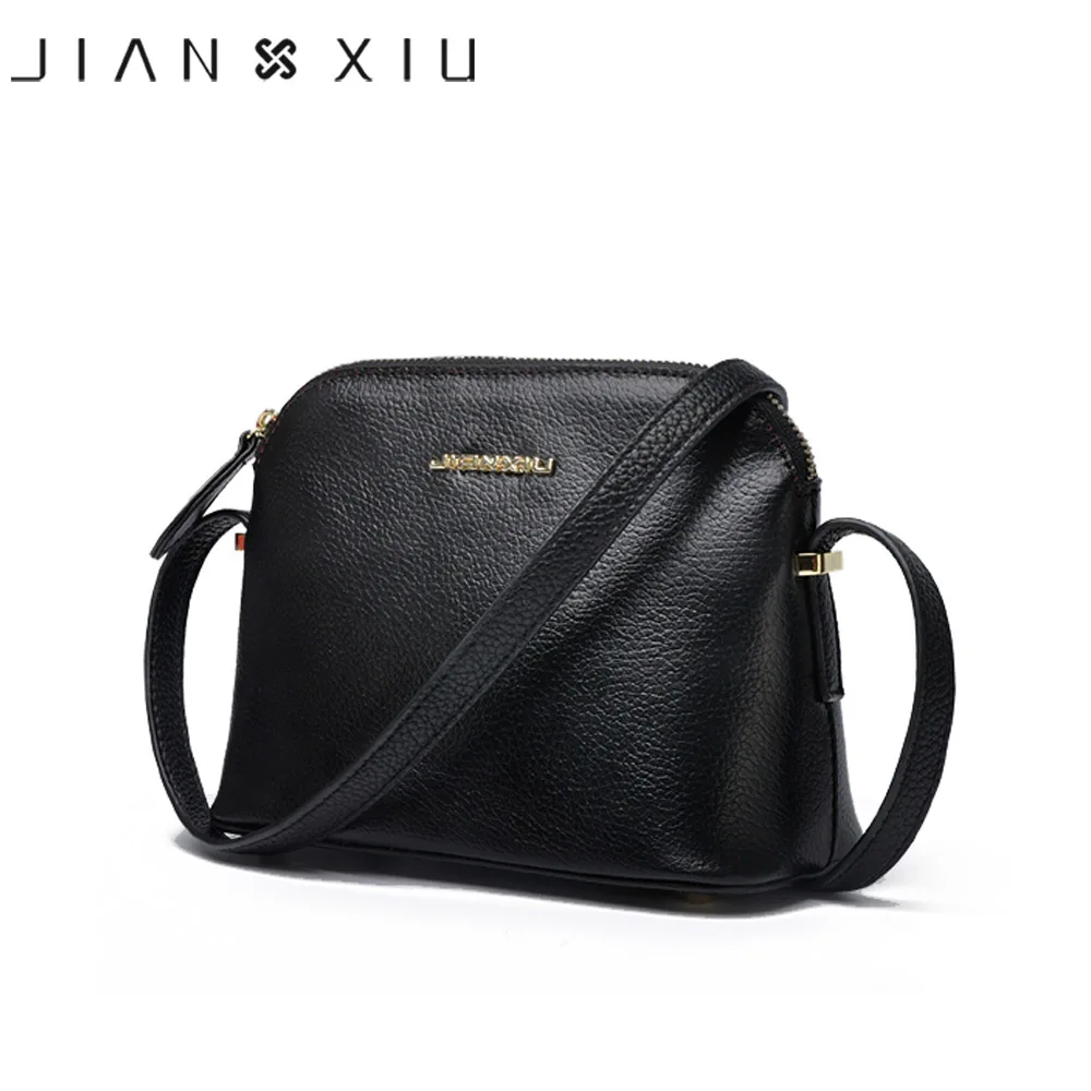

JIANXIU Brand Women Messenger Bags Real Leather Lychee Texture Shoulder Crossbody Bag 2019 Small Shell Tote Solid 3 Color Purse