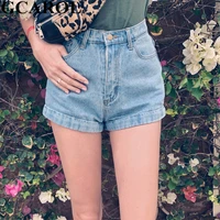 GCAROL Euro Style Women Denim Shorts Vintage High Waist Cuffed Jeans Shorts Street Wear Sexy Summer Spring Autumn Shorts