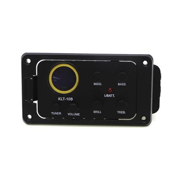 

4 Band Acoustic Guitar Pickup Equalizer Preamp with Round Screen Tuner For Travel Guitar 36 and 38 Guitar Accessories