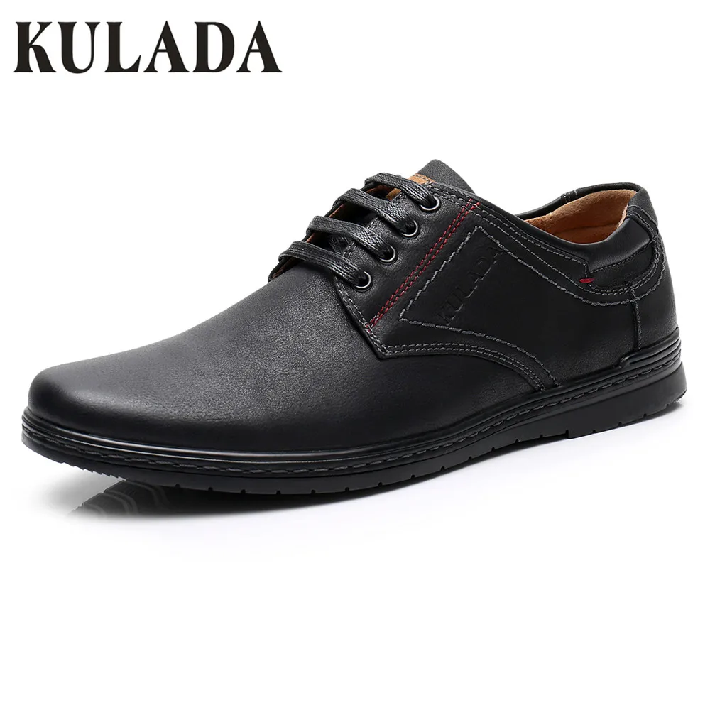 KULADA New Men Sneakers Leather Casual Shoes Man Handmade Brand Man