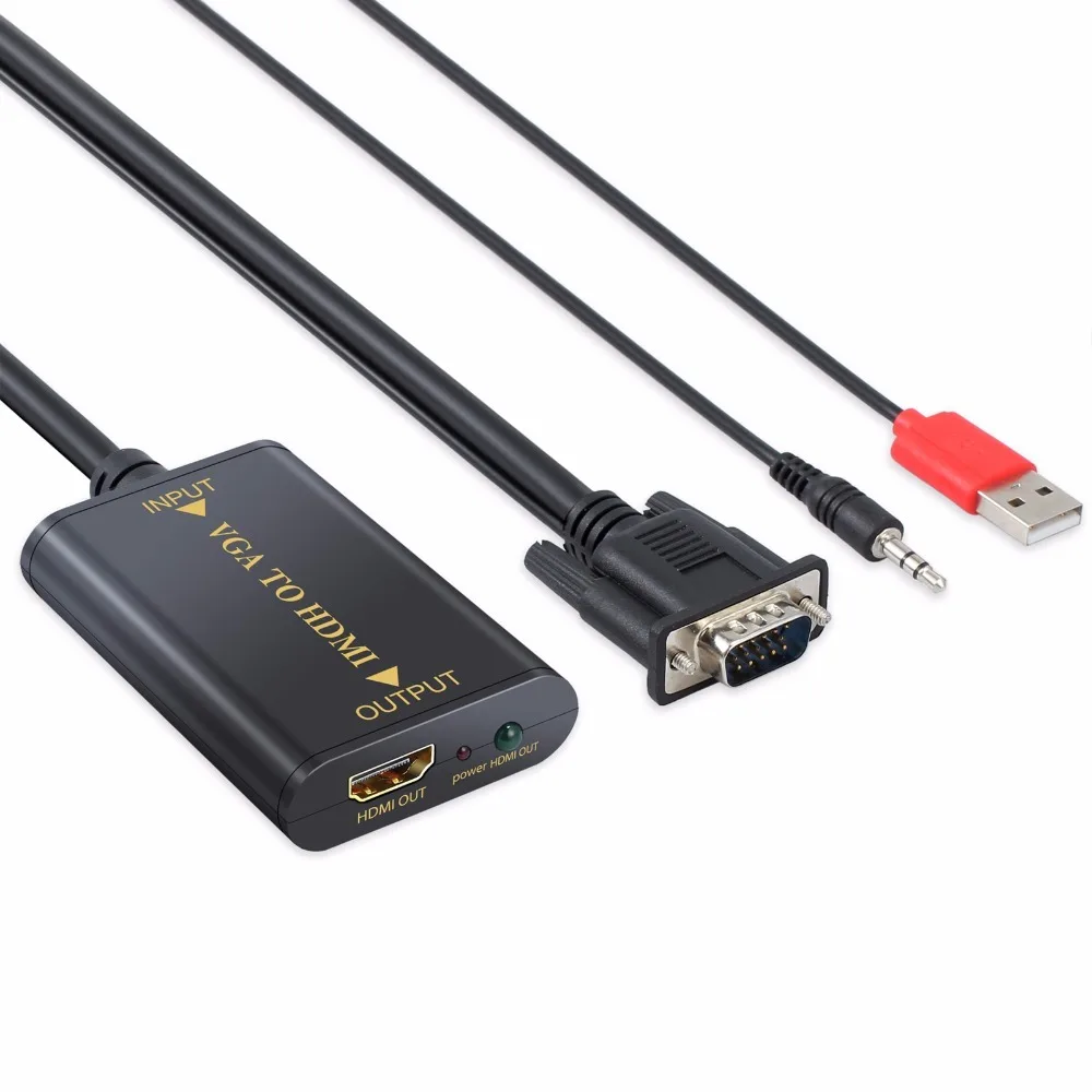 Neoteck 1080P VGA к HDMI адаптер преобразователь с 3 5 мм аудио AV HD ТВ видео кабель VGA2HDMI для