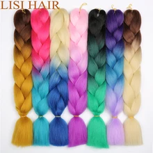 LISI волосы длинные огромные косички Омбре синтетическое волокно плетение волос русские женщины красочные прически крючком наращивание волос