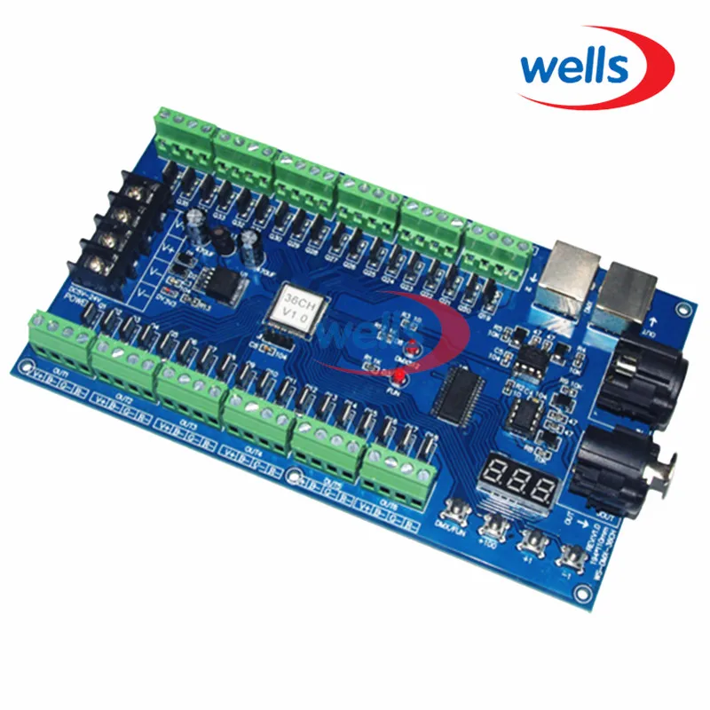 

Digital tube Display 36CH DMX512 Decoder controller, DC5~36V MAX 3A XRL 3pin controller,RGB controller