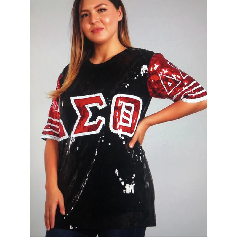 red and black sequin top