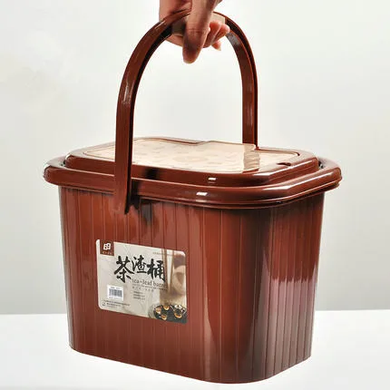 

2017 Plastic tea bucket long square tea barrels with covered tea slag barrels liner filter trash tea ceremony