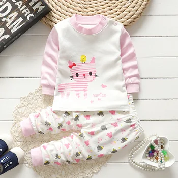 

2017 new Baby girls Clothes Set Cartoon cat Newborn Baby Clothing 2pcs baby girls T Shirt +Pant Suits Autumn Infant Costume