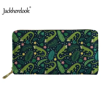 

Jackherelook Ladies Wallets Funny Iguana Party Design School Girls Leather Zippers Women Purse Wallets Card Colder Portefeuille