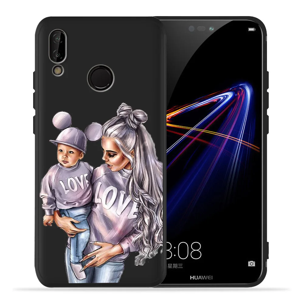 Для funda huawei P20 lite чехол для мамы и девочки черные чехлы из ТПУ P8 2017 Coque Etui P30 Pro P smart