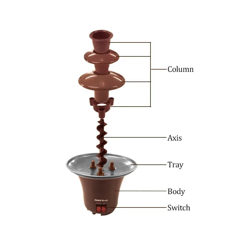 220 В мини шоколадный фонтан трехслойный Креативный дизайн Шоколадный расплав с нагревательным фондюшница DIY мини-водопад горячий горшок