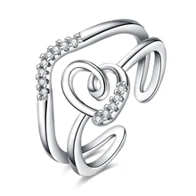 JEXXI Trendy Female CZ Shiny Crystal Wedding Rings White Rose Gold Color Cubic Zirconia Finger Ring
