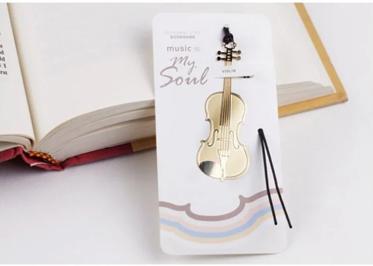 6 шт/лот милые металлические золотистые закладки модные Musial фортепиано гитара закладки для книги креативный подарок корейские канцелярские принадлежности