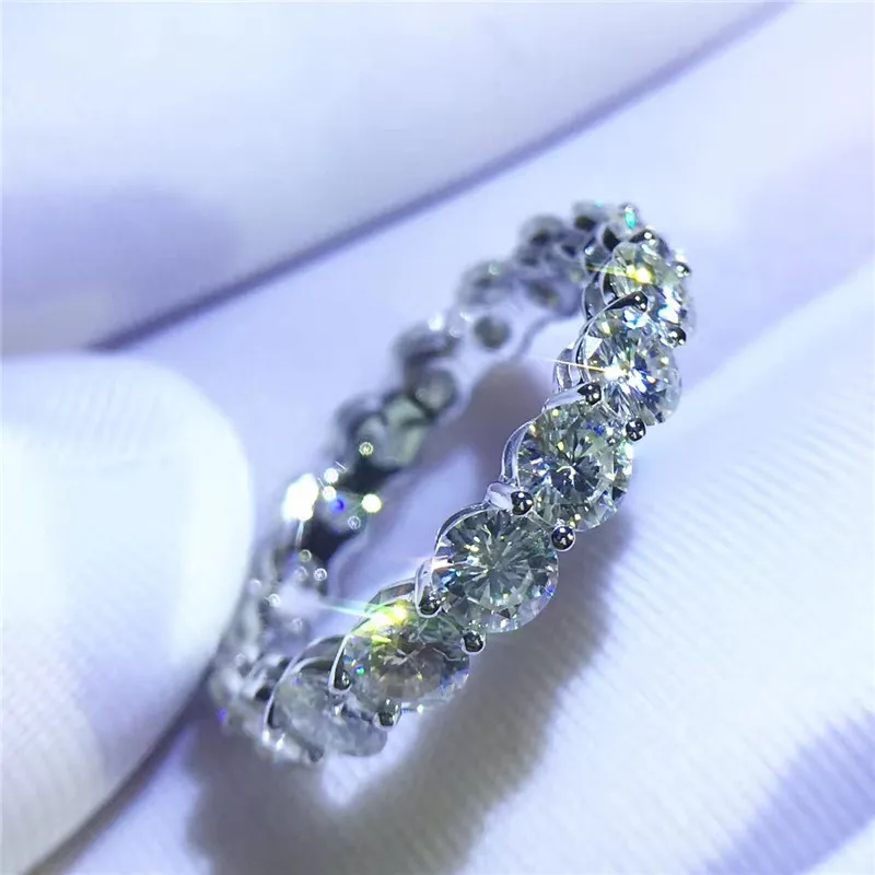choucong Eternity Wedding Band Ring 925 sterling Silver 4mm AAAAA Sona cz Stone Engagement Rings For Women Finger Jewelry