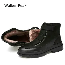Мужские ботинки; ботильоны из натуральной кожи; дышащие мужские кожаные ботинки; обувь с высоким берцем; Уличная Повседневная мужская зимняя теплая обувь; Walkerpea
