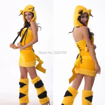 

Pokemon Mascot Costume Pikachu Anime Cute For Girl Sexy Cosplay Cartoon Costume Adult Jumpsuit Christmas halloween costume Women