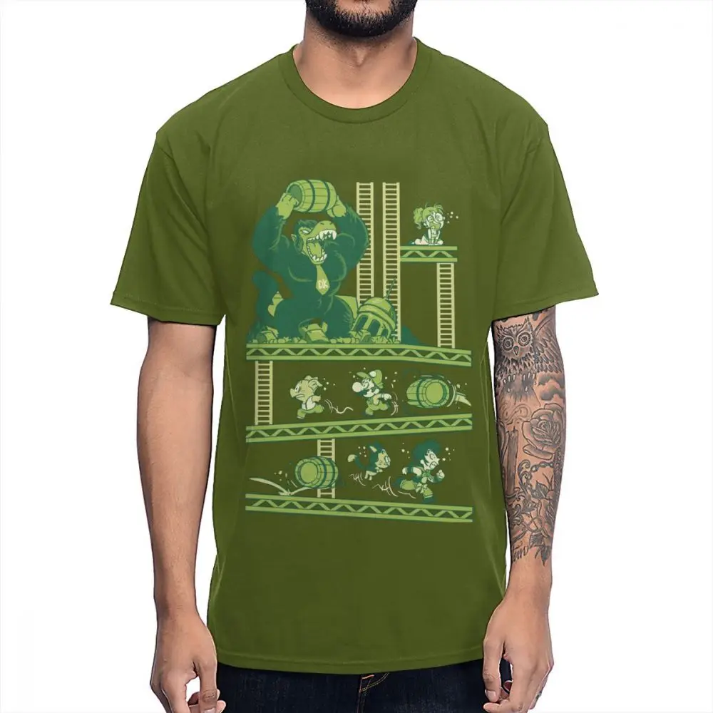 Футболка в винтажном стиле для видеоигры «Donkey Kong», «Dragon Ball», «Ретро», стильная футболка из хлопка для мальчиков, летняя повседневная футболка с круглым вырезом - Цвет: Армейский зеленый