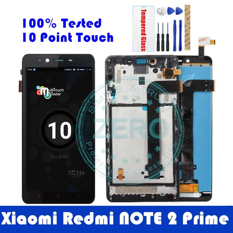 

Xiaomi Redmi Note 2 LCD Display + Frame 10 Touch Screen Panel LCD Display Redmi Note 2 Prime Digitizer Replacement Spare Parts