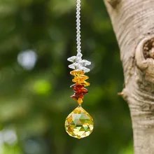 H& D 30 мм Золотая хрустальная люстра шаровые призмы Радуга октогон чакра Suncatcherfor подарок