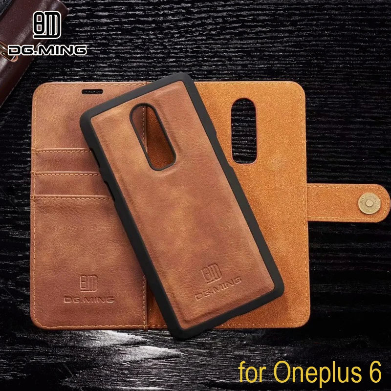 

1+6 DG.MING Luxury Leather Case For Fundas Oneplus 6 Coque One plus 6 Cover Cowhide Flip Wallet Phone Case Magnetic Phone Bag