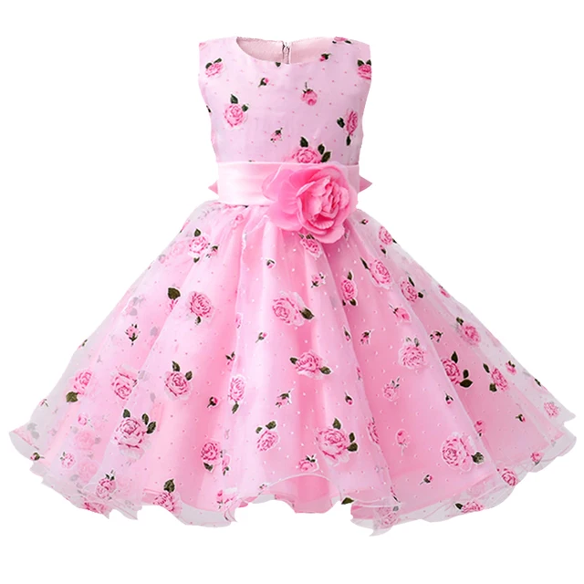 US $10.60 Retail Flower Dress Sashes Wedding Party Girl Dress Floral Print Baby Dress First Communion Kids Dr
