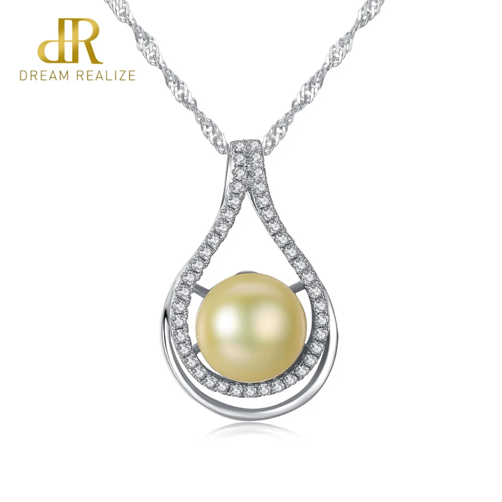 DR Brand Luxury Golden Color Pearl Pendant Necklace S925 Silver Wave Chain Women Jewelry Factory Wholesale | Украшения и