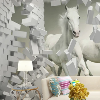 

Living room backdrop TV background wallpaper Canvas 3D mural horse Sofa backdrop wallpaper mural