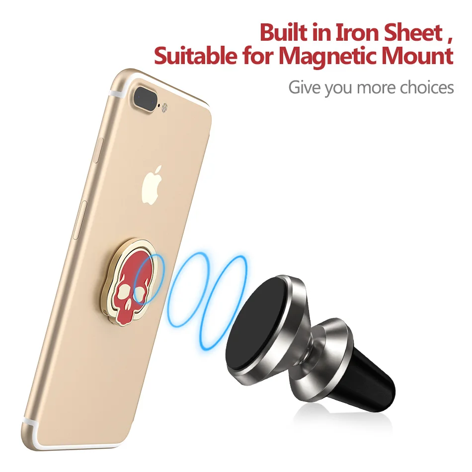 CHOETECH 360 Degree Rotation Zinc Alloy Metal Finger Ring Holder For Samsung Galaxy Phone Stand Universal Mobile Phone Holder