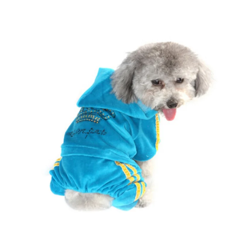 

Velvet Pet Dog Clothes Sweatshirts Rhinestone Crown Wear Luxury Animals Jumpsuit For Chihuahua Yorkshire Puppies Supplies
