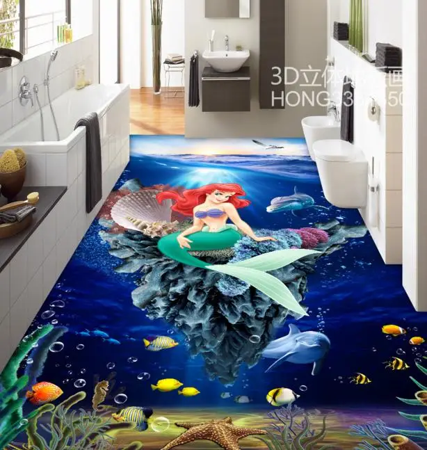 

Custom photo floor wallpaper 3d stereoscopic ocean world painting PVC self-adhesive waterproof floor wallpaper for wall
