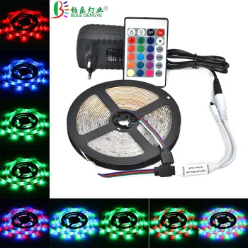 

5M 10M Flexible RGB LED Strip 12V 60 leds/m LED Tape Ribbon SMD 2835 LED Rope Lighting String Lamp+LED Controller+Power Adapter