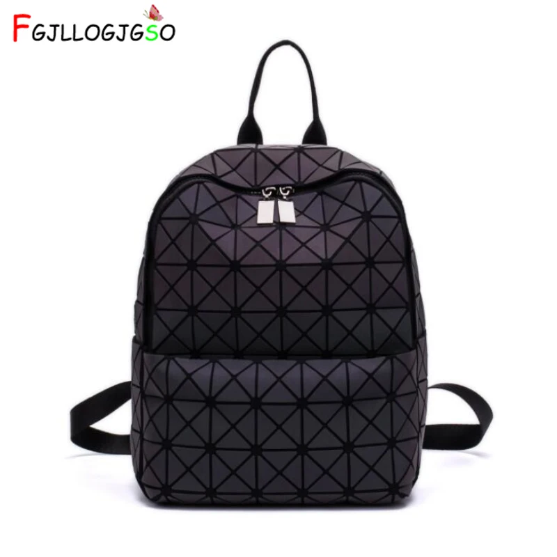 

FGJLLOGJGSO New Women Backpack Geometric Shoulder Bag Students School Bag For Teenage Hologram Luminous Backpacks Laser backpack