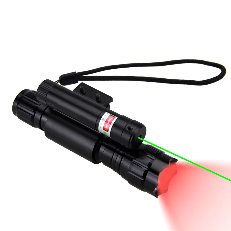 Lanterna + Ponto Luz ao ar Tactical Scout Arma Livre Caça Laser Verde 20mm Pistolas Lazer Vista Ferroviário Montagem Cr2 18650 Carregador Usb 9 Luzes de armas