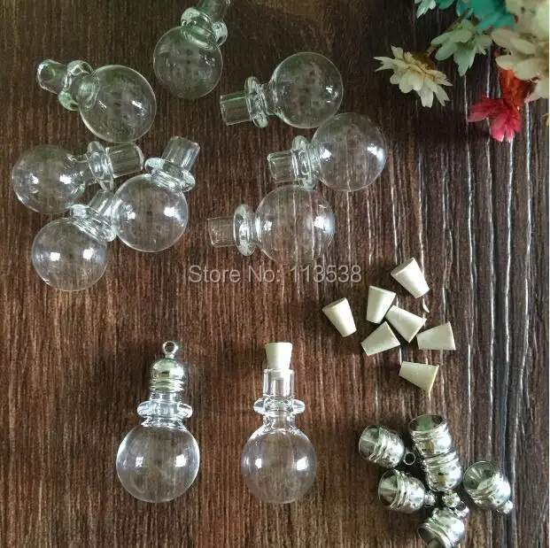 Discount 100pcs mini Cler charm glass Vial Pendant display (metal cap &rubber plug/mini/charm/ rice/ bottle/miniature/vials)