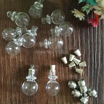 

Discount 100pcs mini Cler charm glass Vial Pendant display (metal cap &rubber plug/mini/charm/ rice/ bottle/miniature/vials)