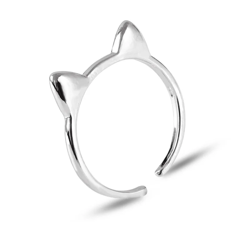 

Cats Ears Open Rings for Women Silver Ring Gifts For Women Birthday Wedding Promise Rings Stainless Steel girls Adjustable Ring