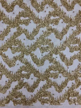 

5yard/lot gold color glued glitter lace fabric YG-124 beaded tulle lace with glued glitter for party or wedding dress