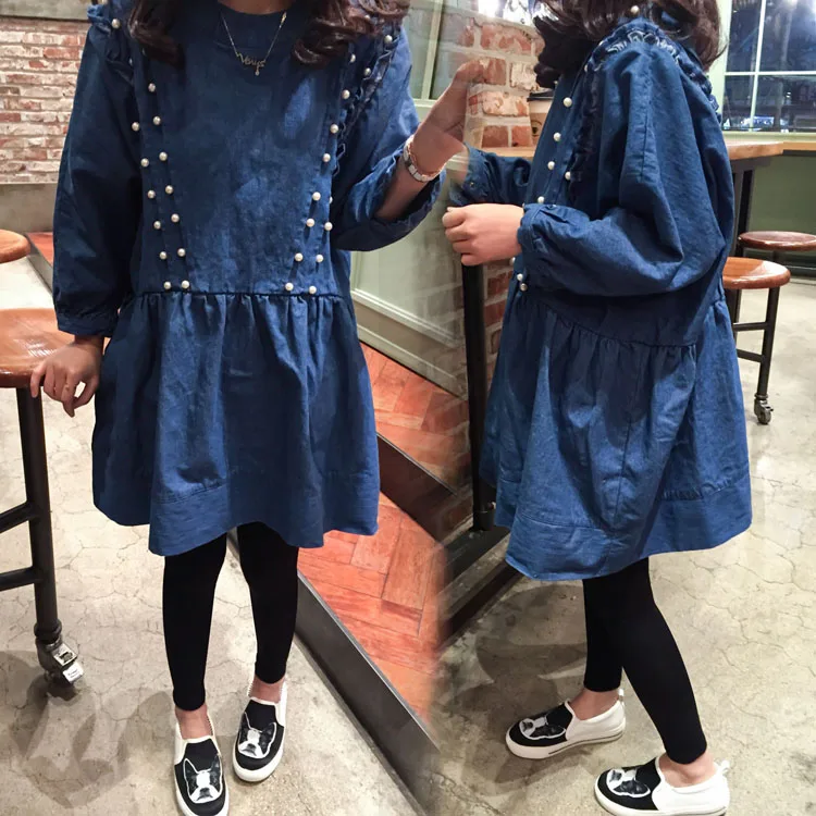 

autumn maternity dress Plus Big Size Jeans Dress for Women Casual Cotton Long Sleeve Denim Pregnant Woman Dress 100kg can wear