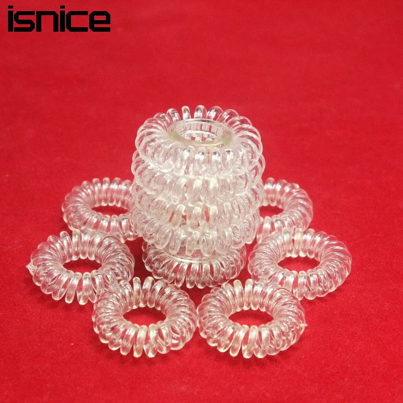 Isnice 12 قطعة شفافة شعبية hairwear الحلوى الملونة ربطة شعر على شكل سلك تليفون الشعر حبل بالجملة إكسسوارات الشعر للنساء