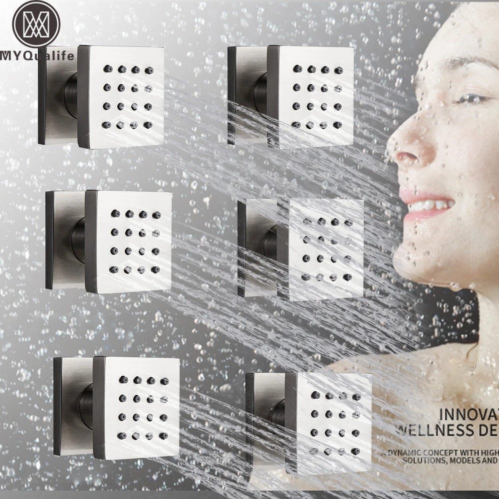 6 Pieces Brass Shower Body Massage Jets Adjust Bathroom SPA Massage