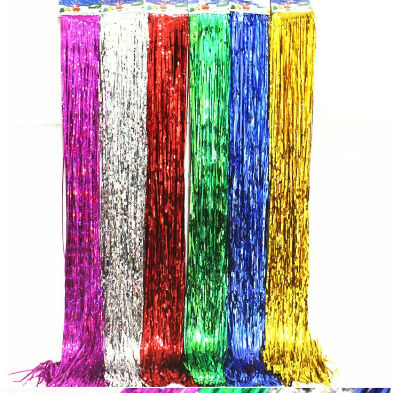 

Metallic Foil Ribbon Wedding Decoration Backdrop Balloon Accessories Foil Fringe Tinsel Curtain Shiny Birthday Party Decoration