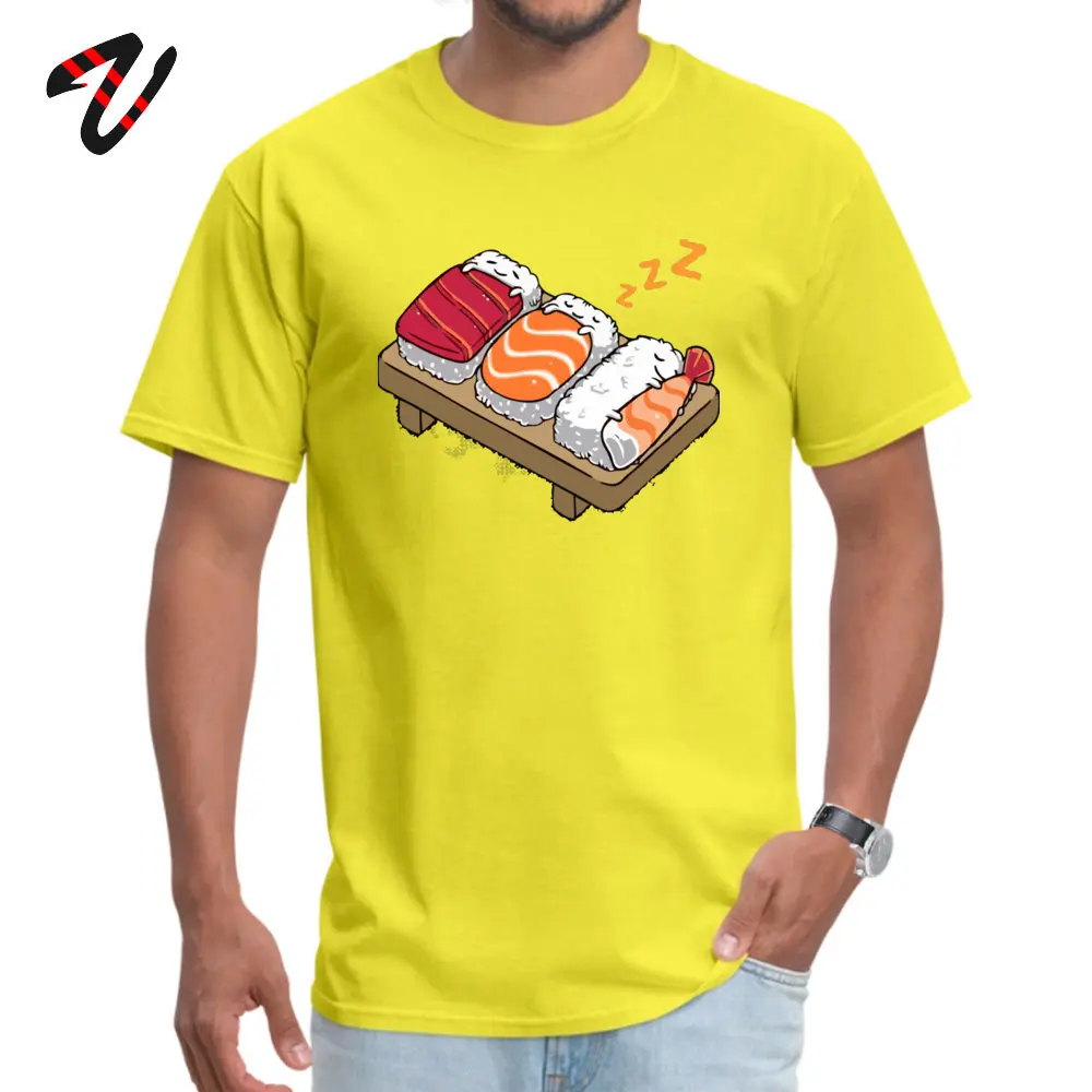 T Shirt Sleeping Sushis Summer Autumn 2018 Fashion Normal Short Sleeve All Cotton Round Neck Men's T Shirt Normal Tops T Shirt Sleeping Sushis 19086 yellow