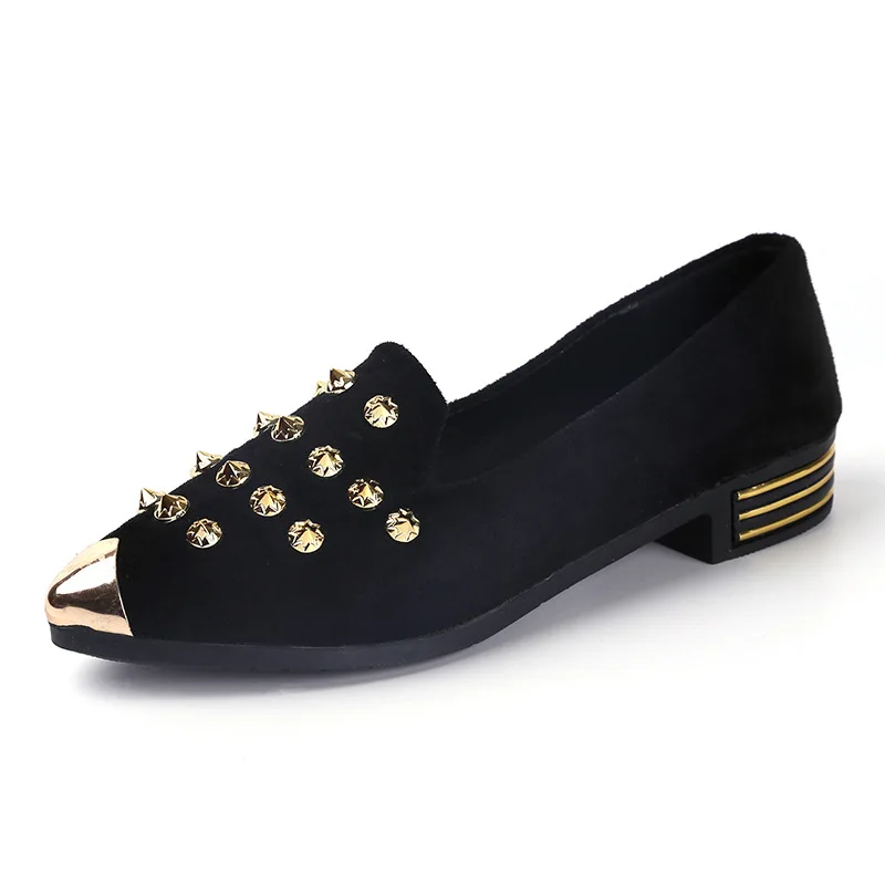 

Spring Autumn Women Flats Slip-on Shoes New Woman Pointed Toe Low-cut Faux Suede Loafers Ladies Luxury Party Footwear Promotion