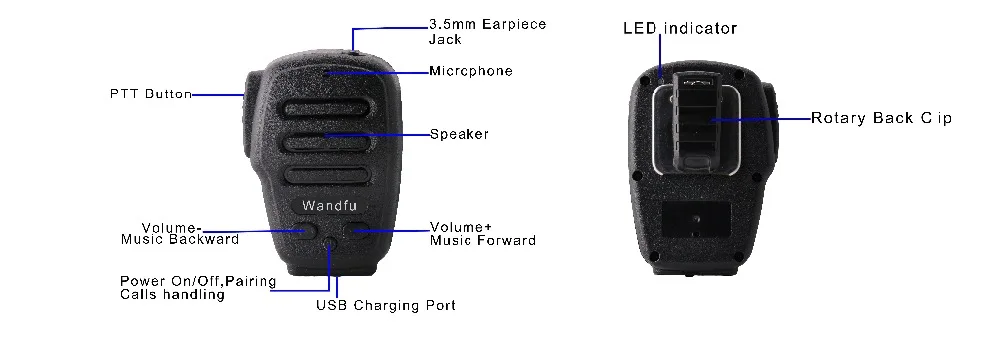 Беспроводной Bluetooth портативный микрофон поддерживает PTT APP Zello, Azetti, Bper, ESChat, Bper на IOS и Android