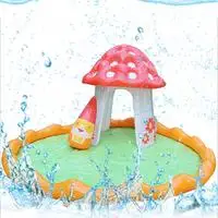 Большой размер большой водный спрей игровой коврик крытый бассейн пингвин форма надувной детский бассейн для детей - Цвет: B